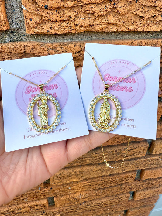 Saint Oval Rhinestone Necklace
