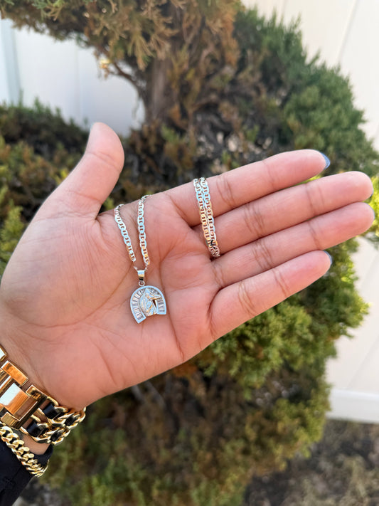 925 Silver Men Double Horse Chain