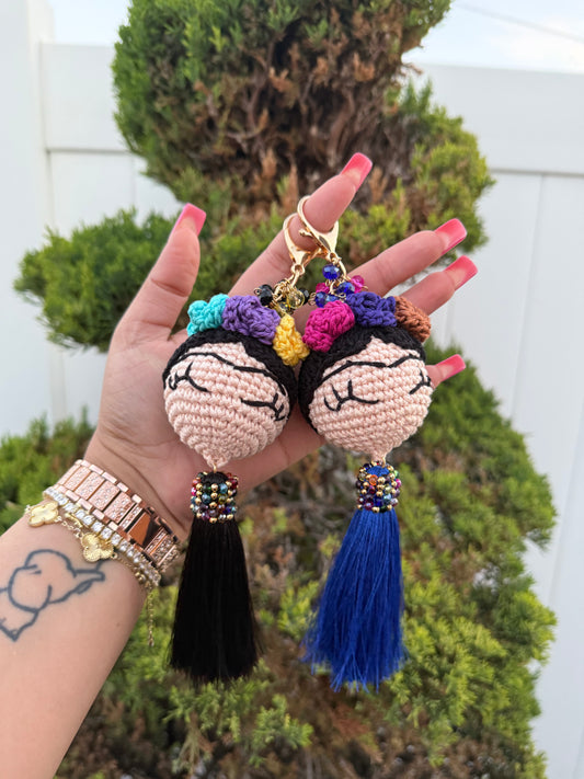 Frida Khalo Crochet Keychain