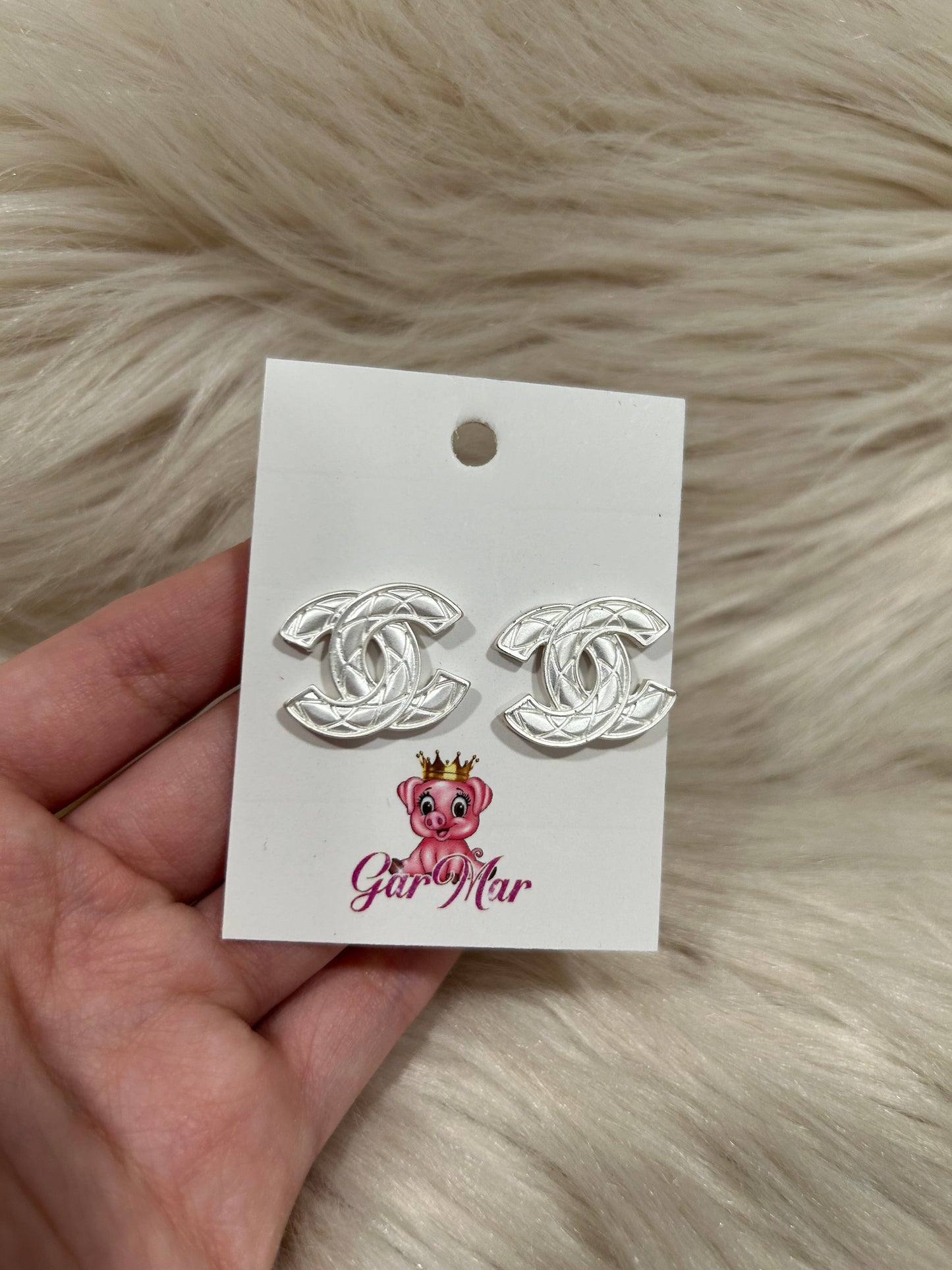 White Cici Studs