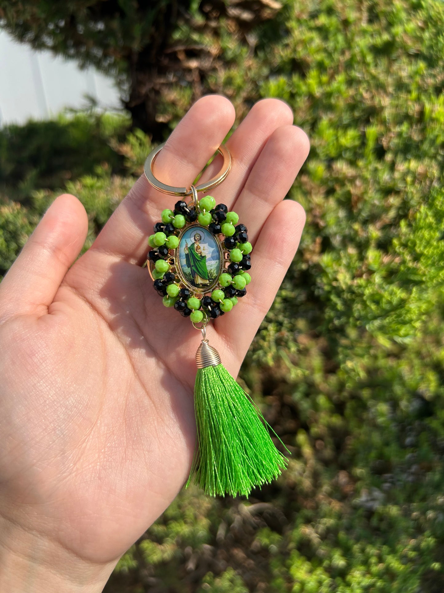Green  San Judas Keychain