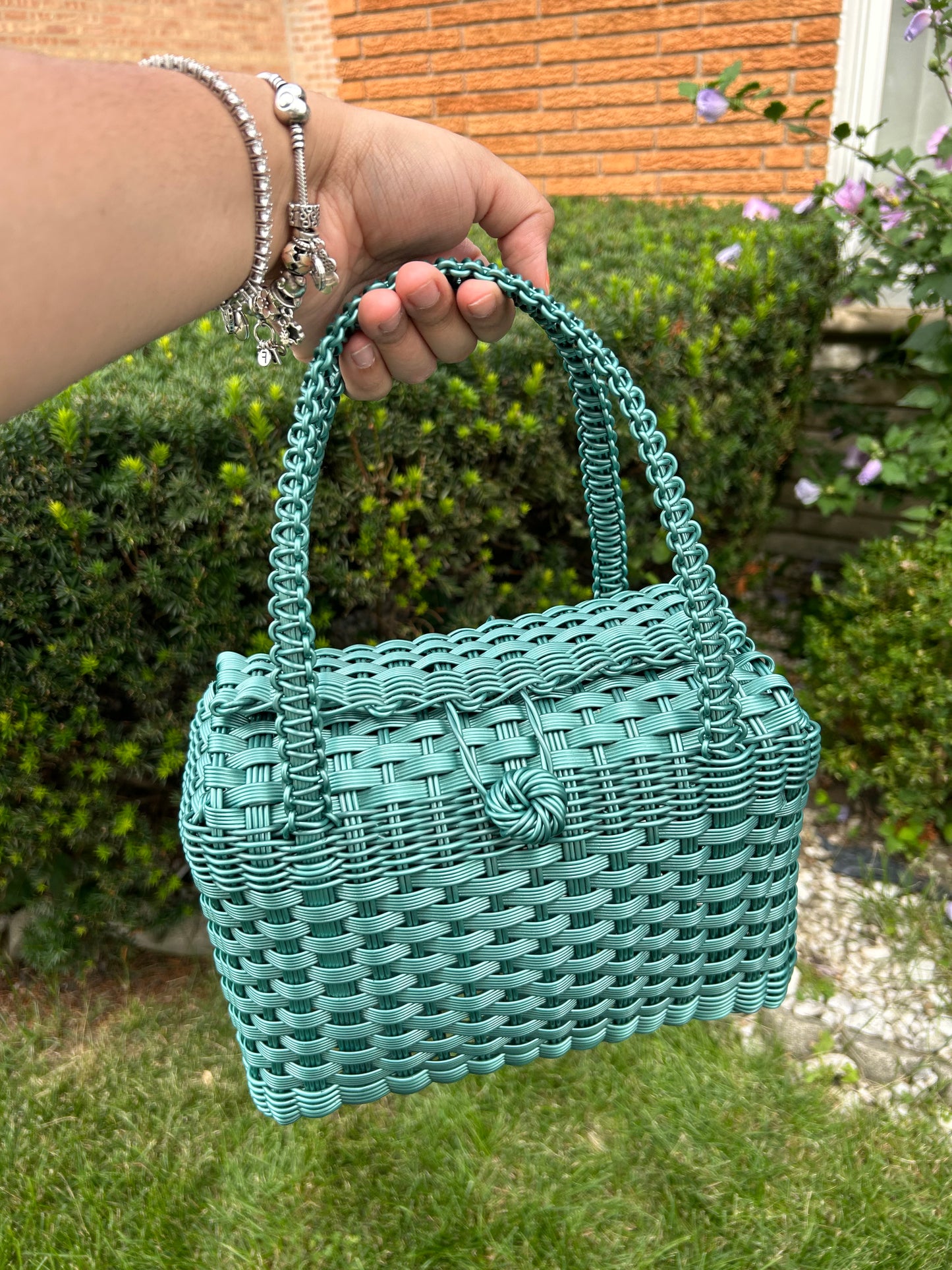 Green Picnic Woven Bag