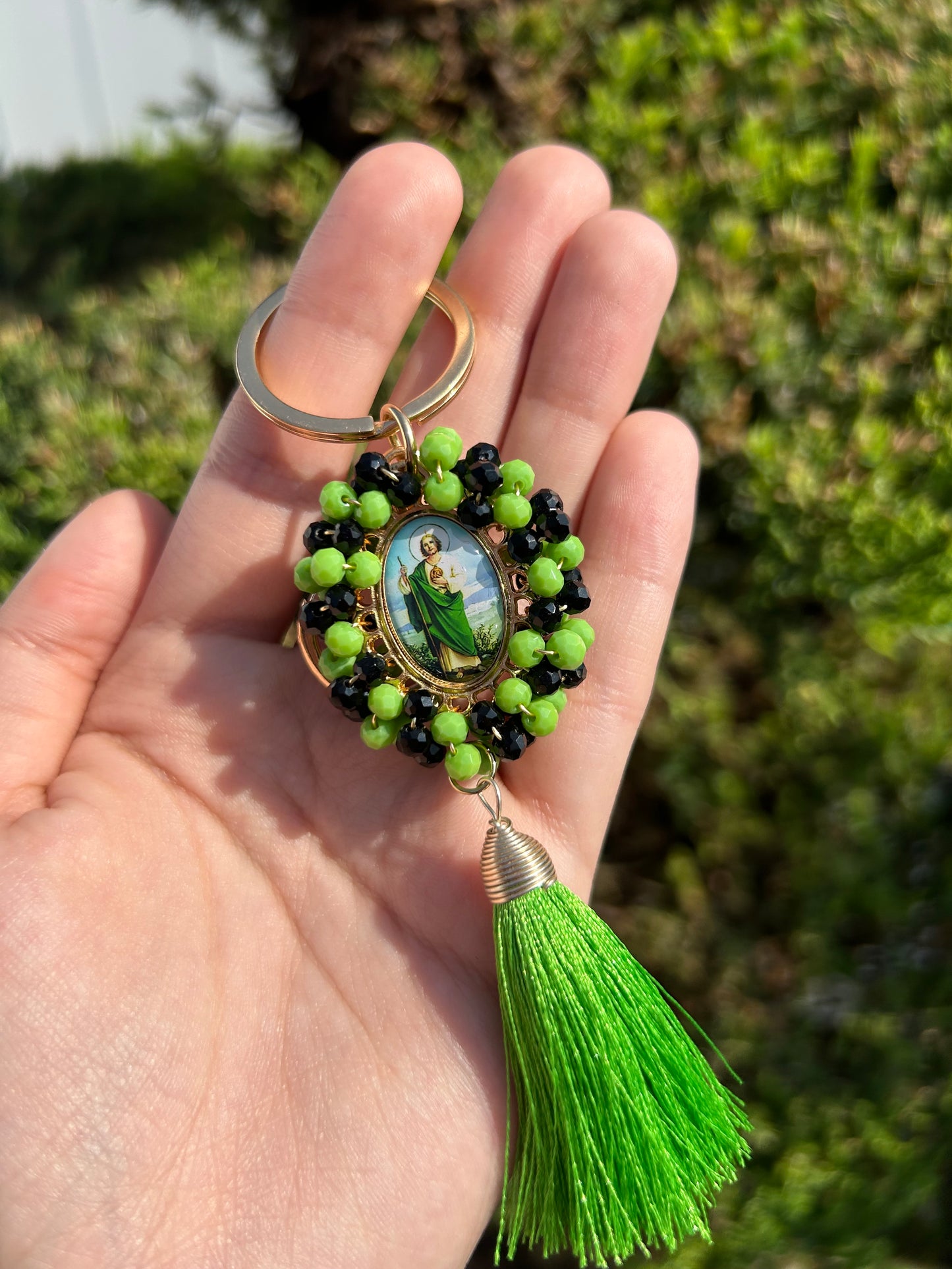 Green  San Judas Keychain