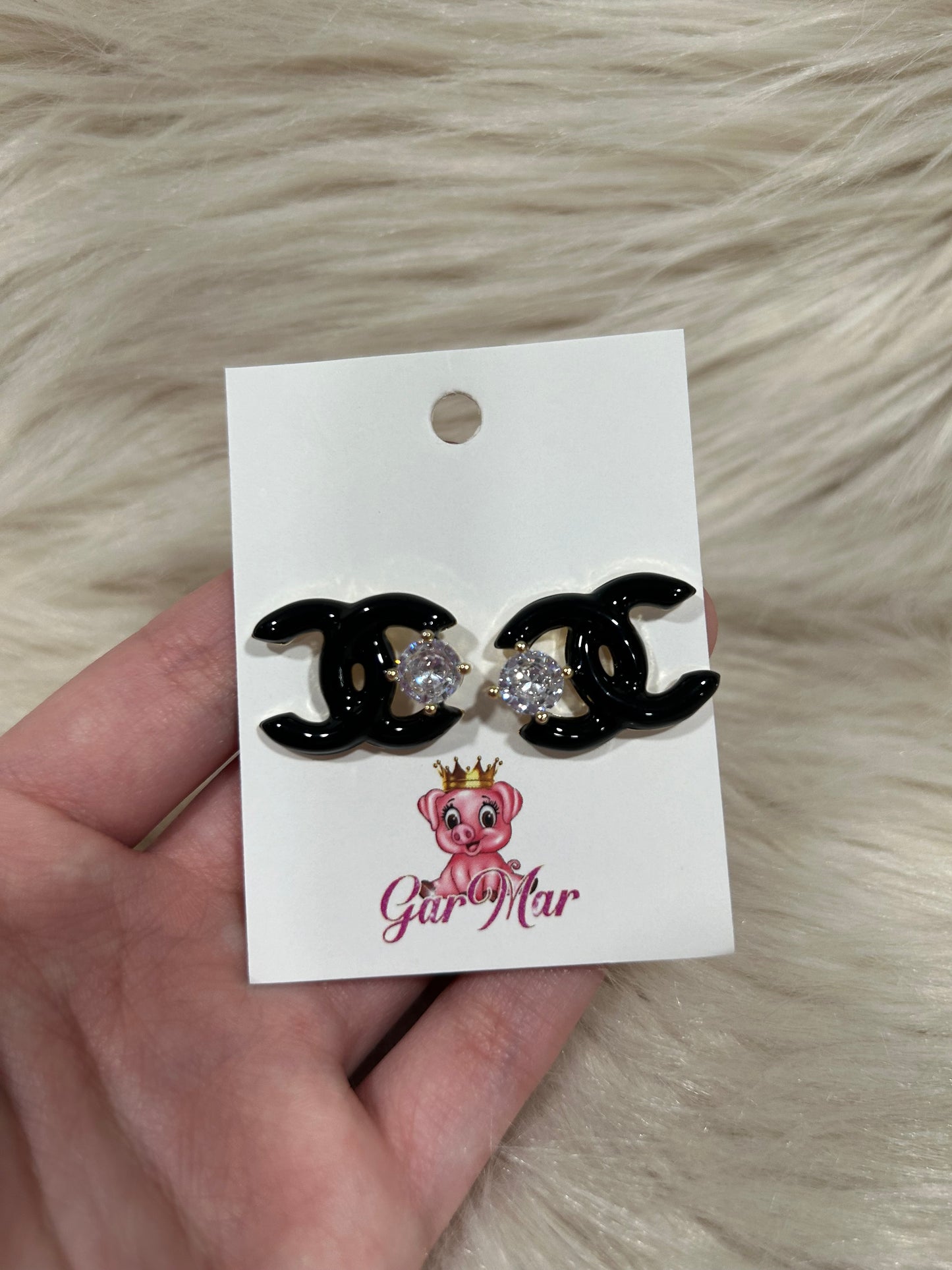 Black Studs with Gem