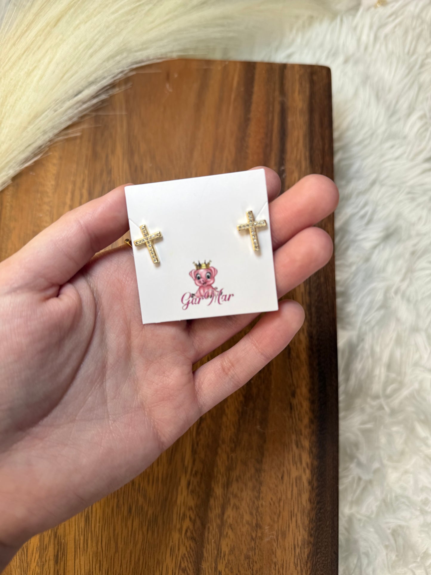 Gold Cross Studs