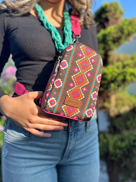 Wrangler Pink Aztec Sling Bag