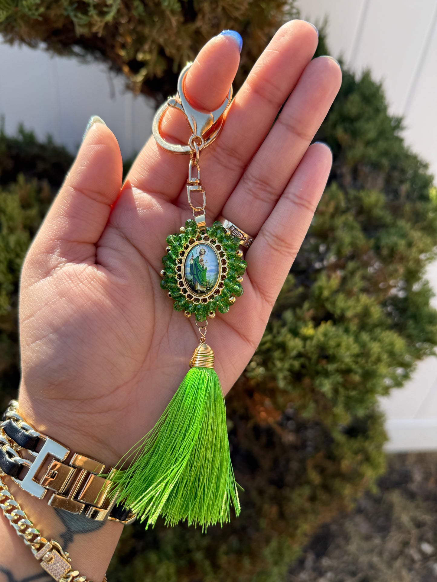 Green  San Judas Keychain