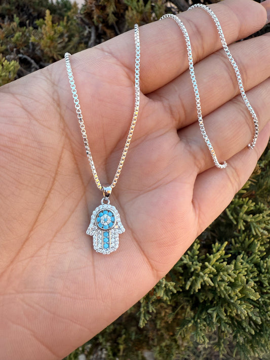 925 Silver Mano De Fatima Necklace