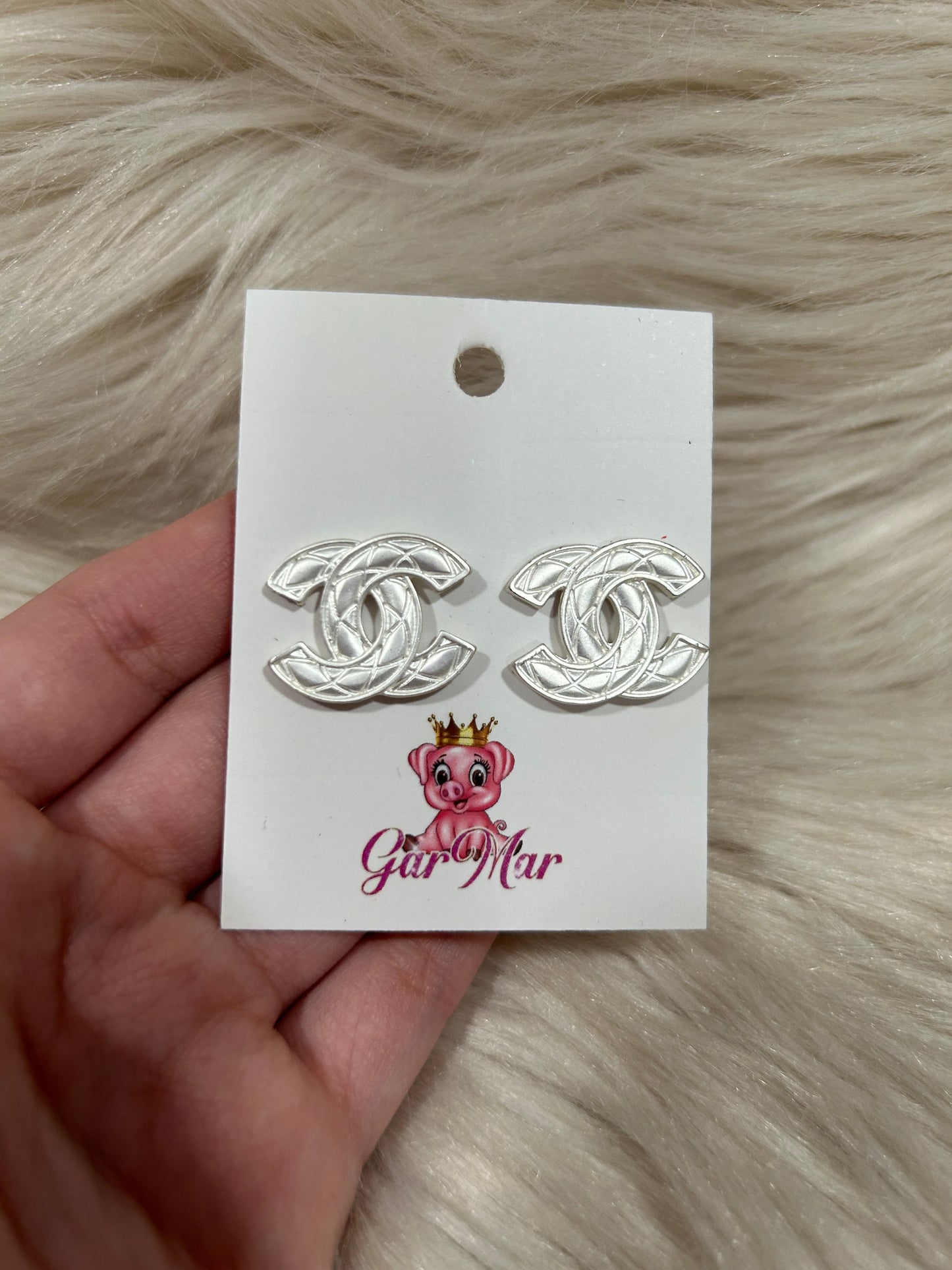 White Cici Studs