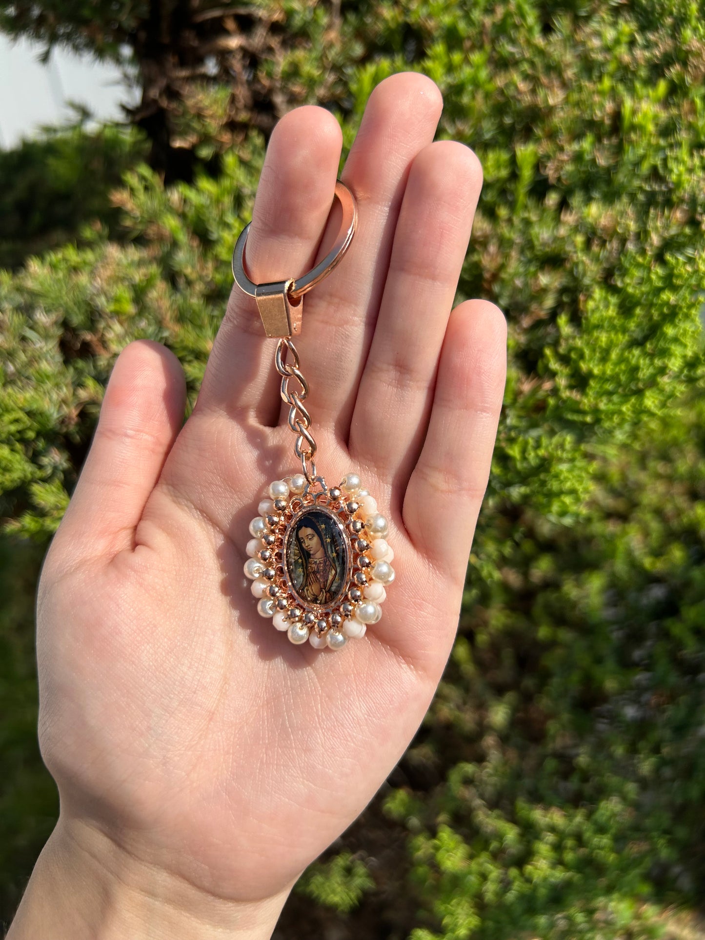Virgencita Pearl Keychain