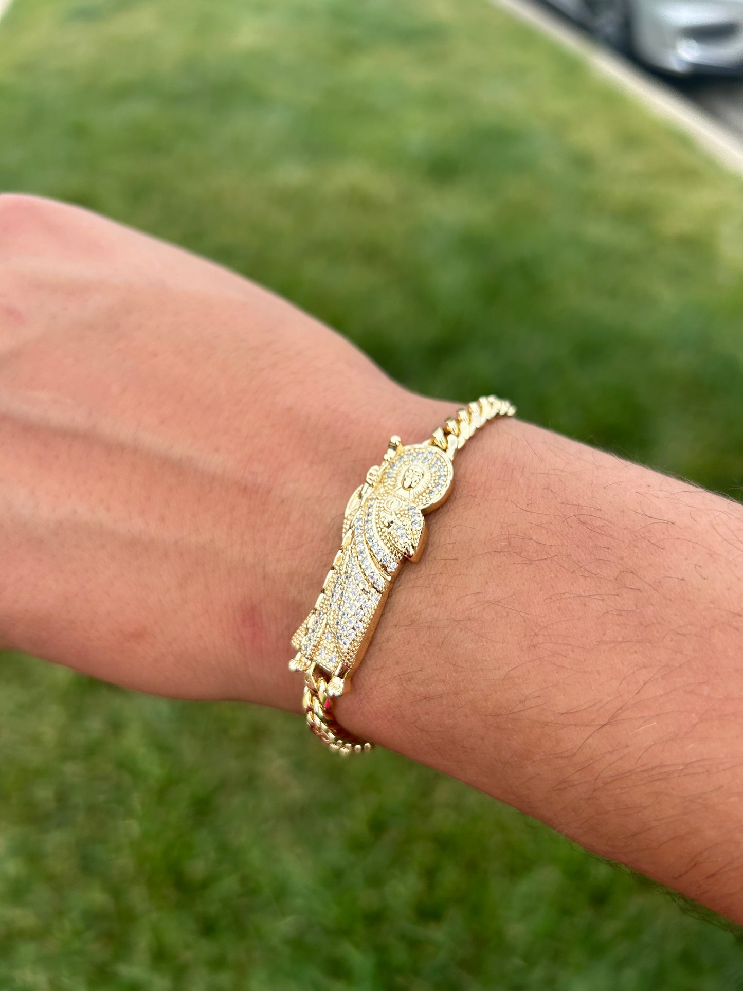 Gold San Judas Chain Link Bracelet