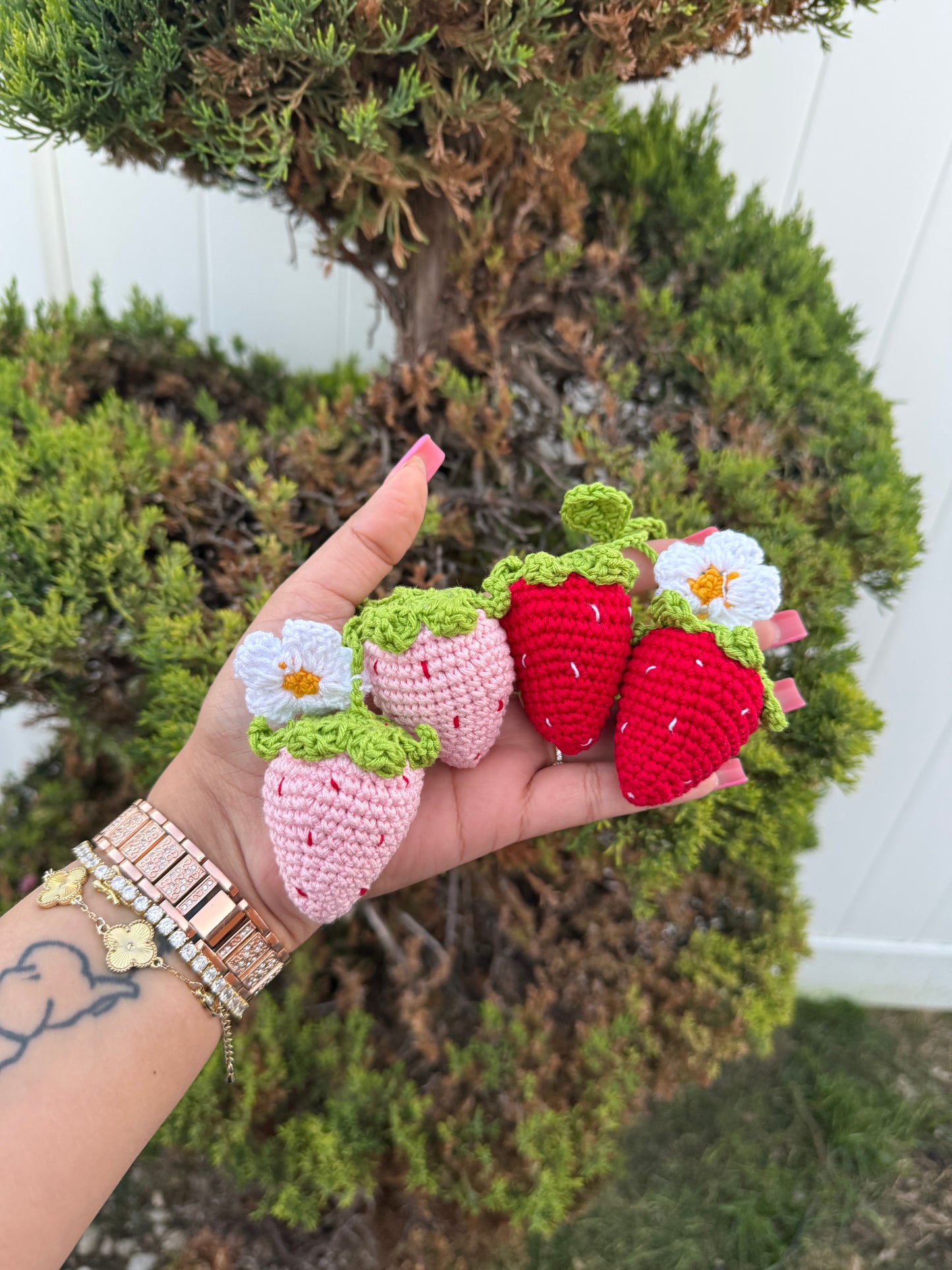 Strawberry Crochet Car Assesories