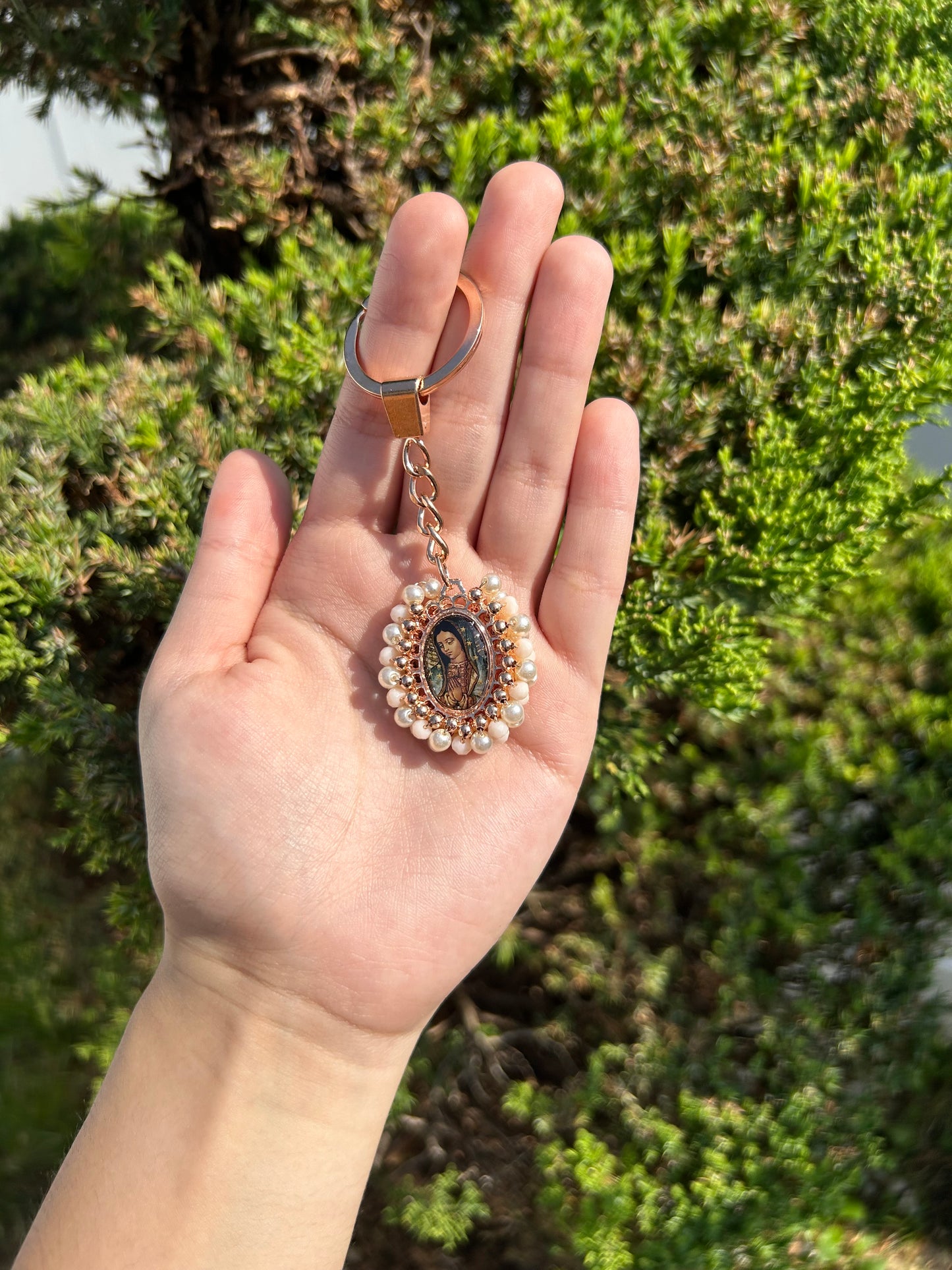 Virgencita Pearl Keychain