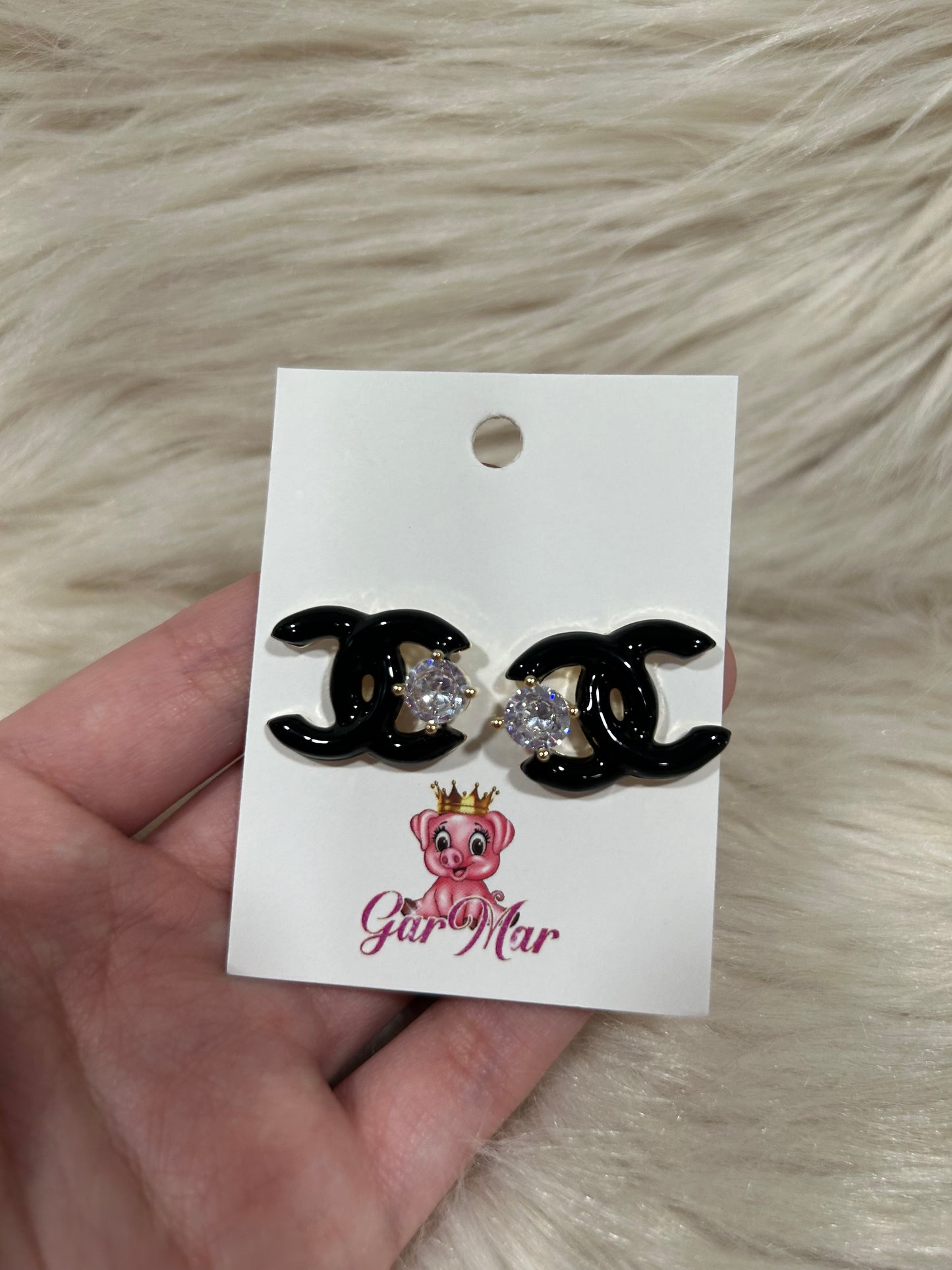 Black Studs with Gem