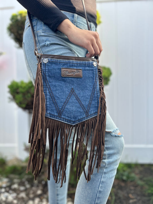 Wrangler Fringe Denim Crossbody