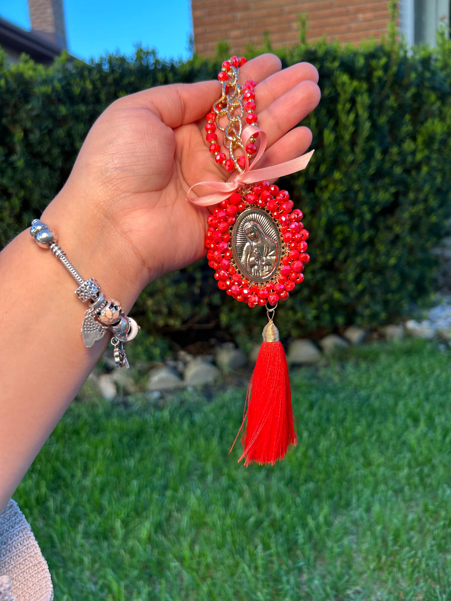 Bright Orange Tassel Virgencita Bendición De Hogar