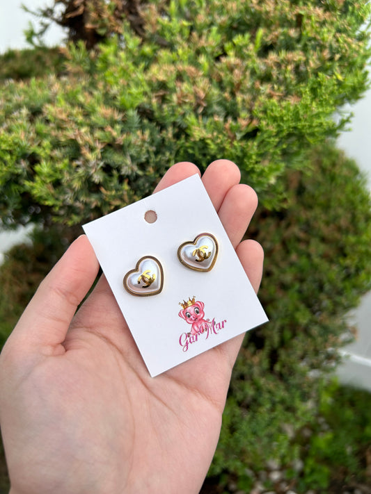 Heart Pearl Stud