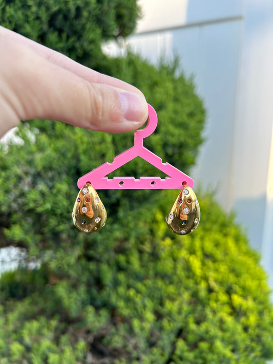 Gold Multi Colored Teardrop Stud