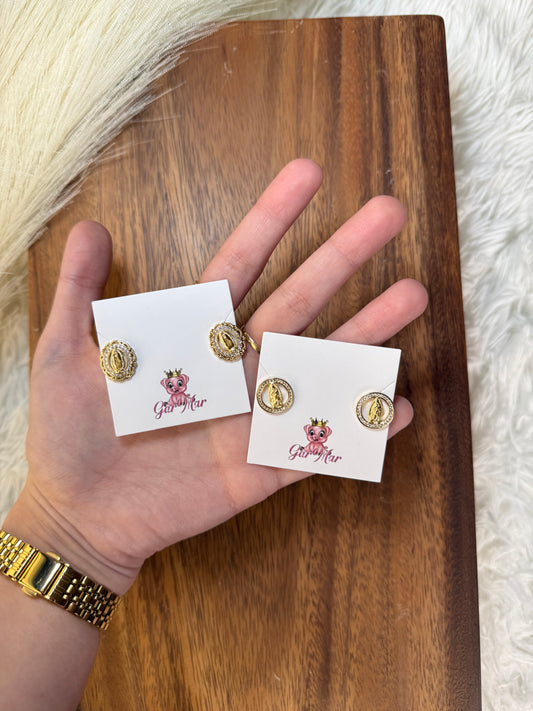 Gold Virgencita Studs