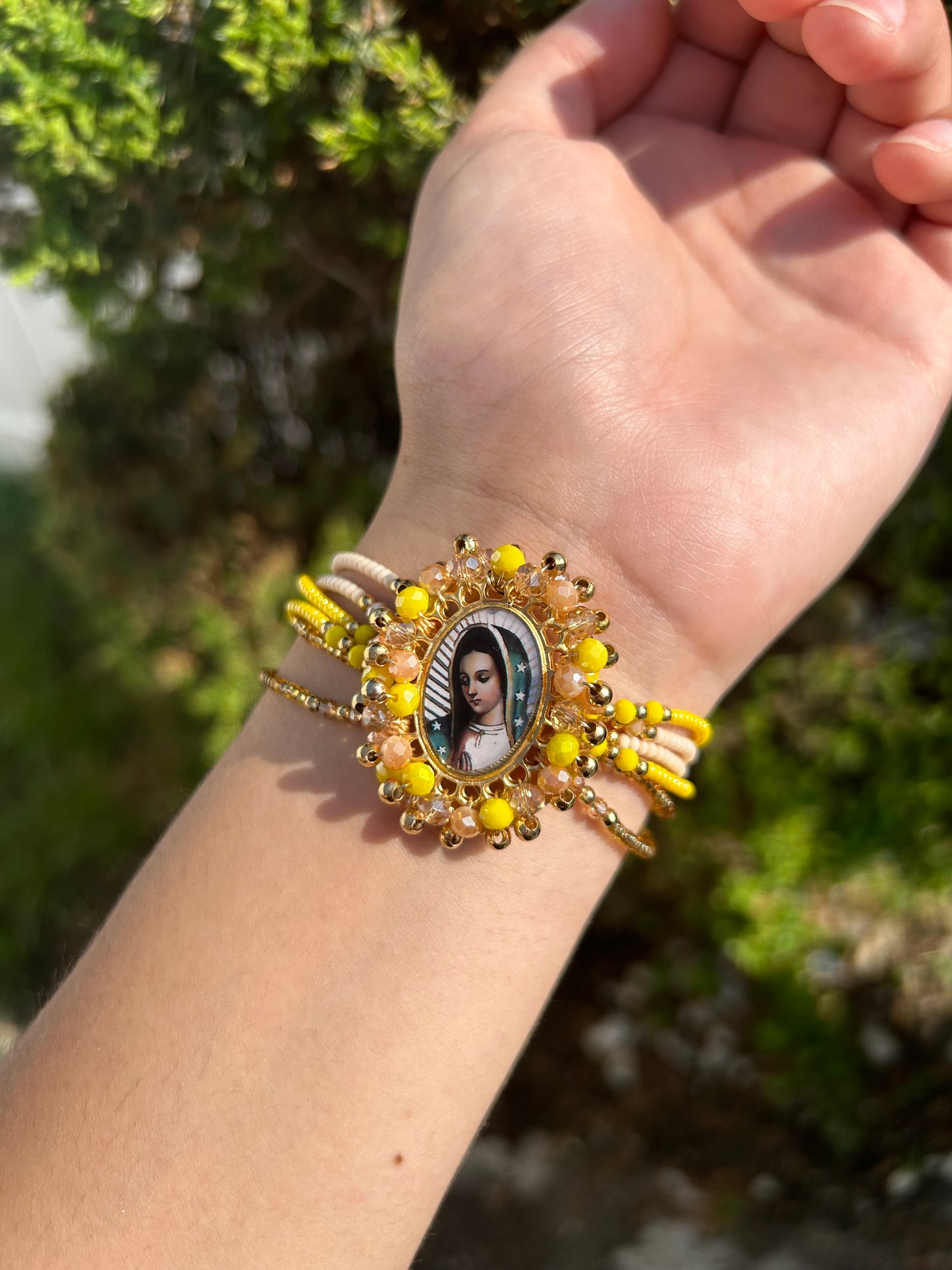 Beaded Virgencita Adjustable Bracelet
