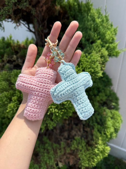 Crochet Cross Keychain