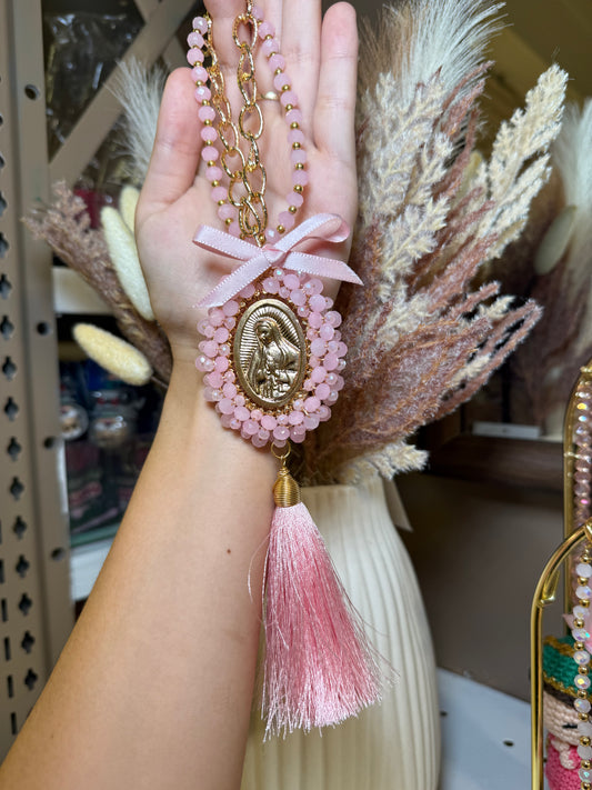 Pink Tassel Virgen De Guadalupe Bendición de Hogar