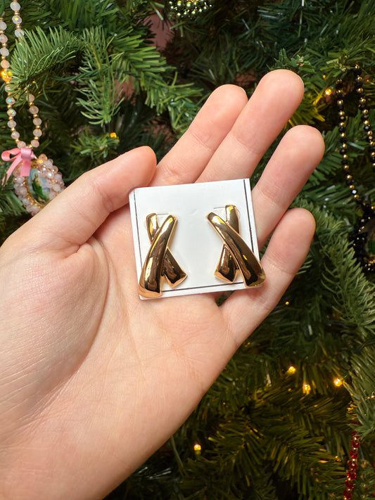 Gold Crossover Studs