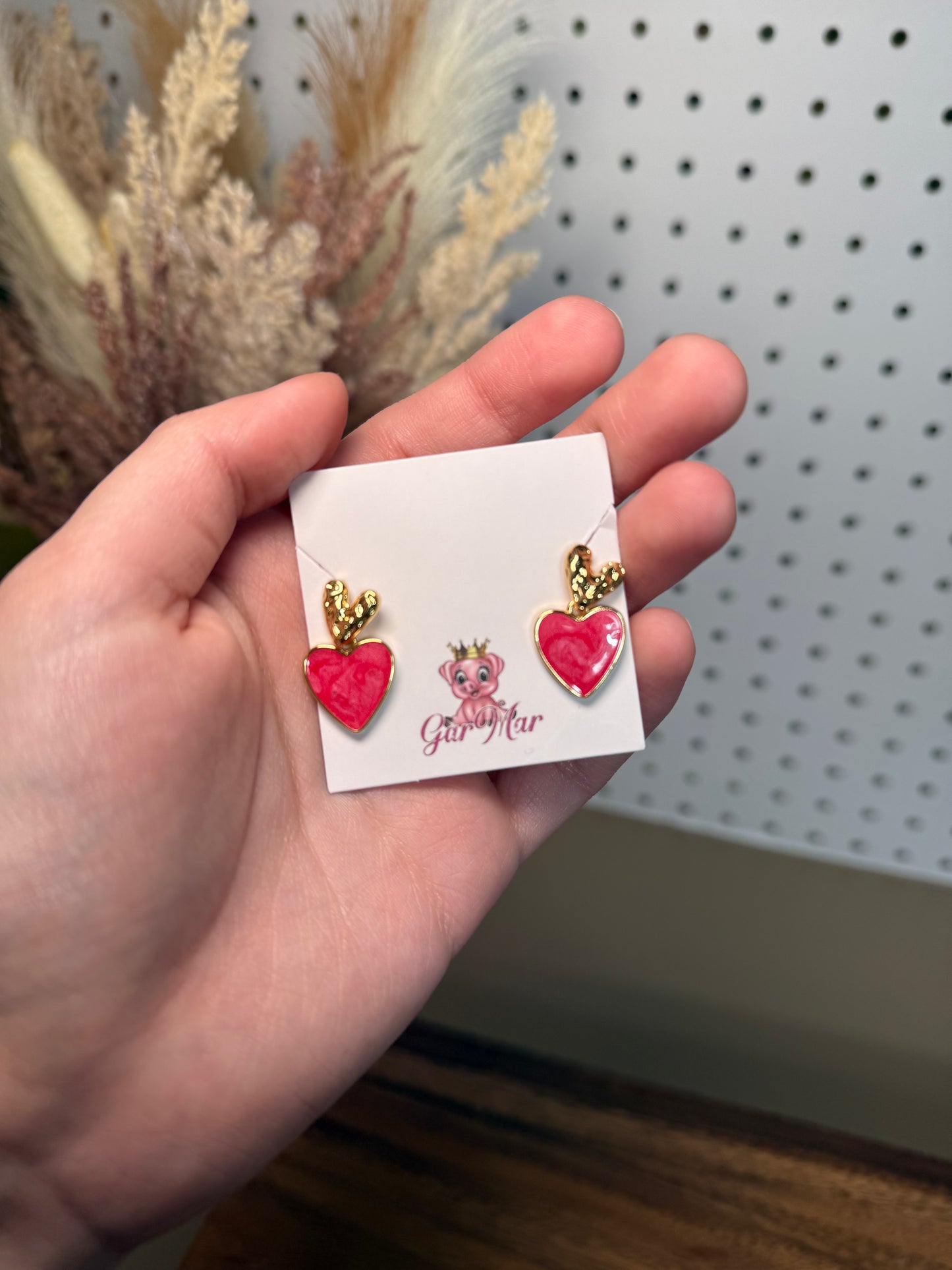 Pink Heart Studs