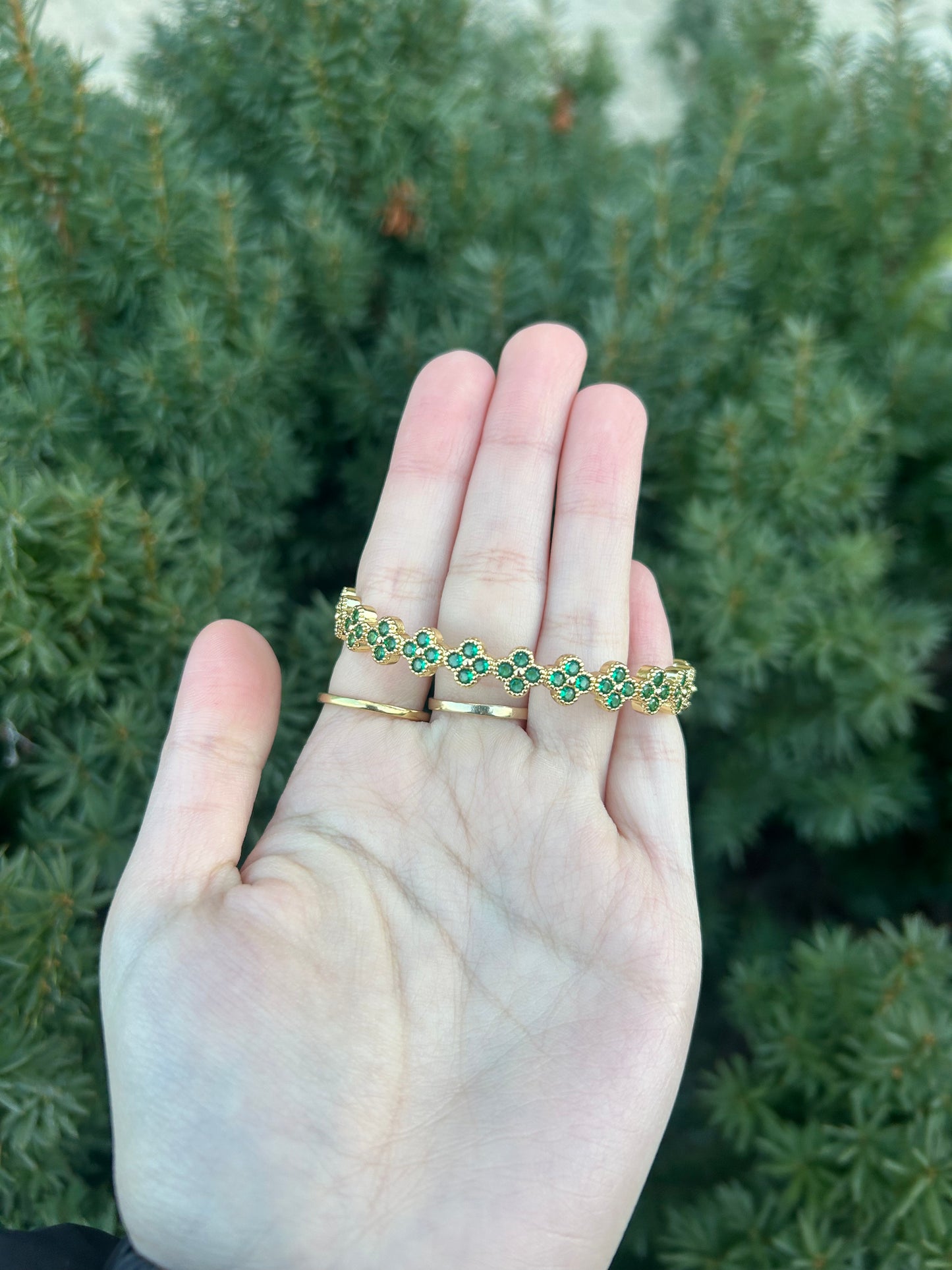 Green Clover Cuff Bracelet