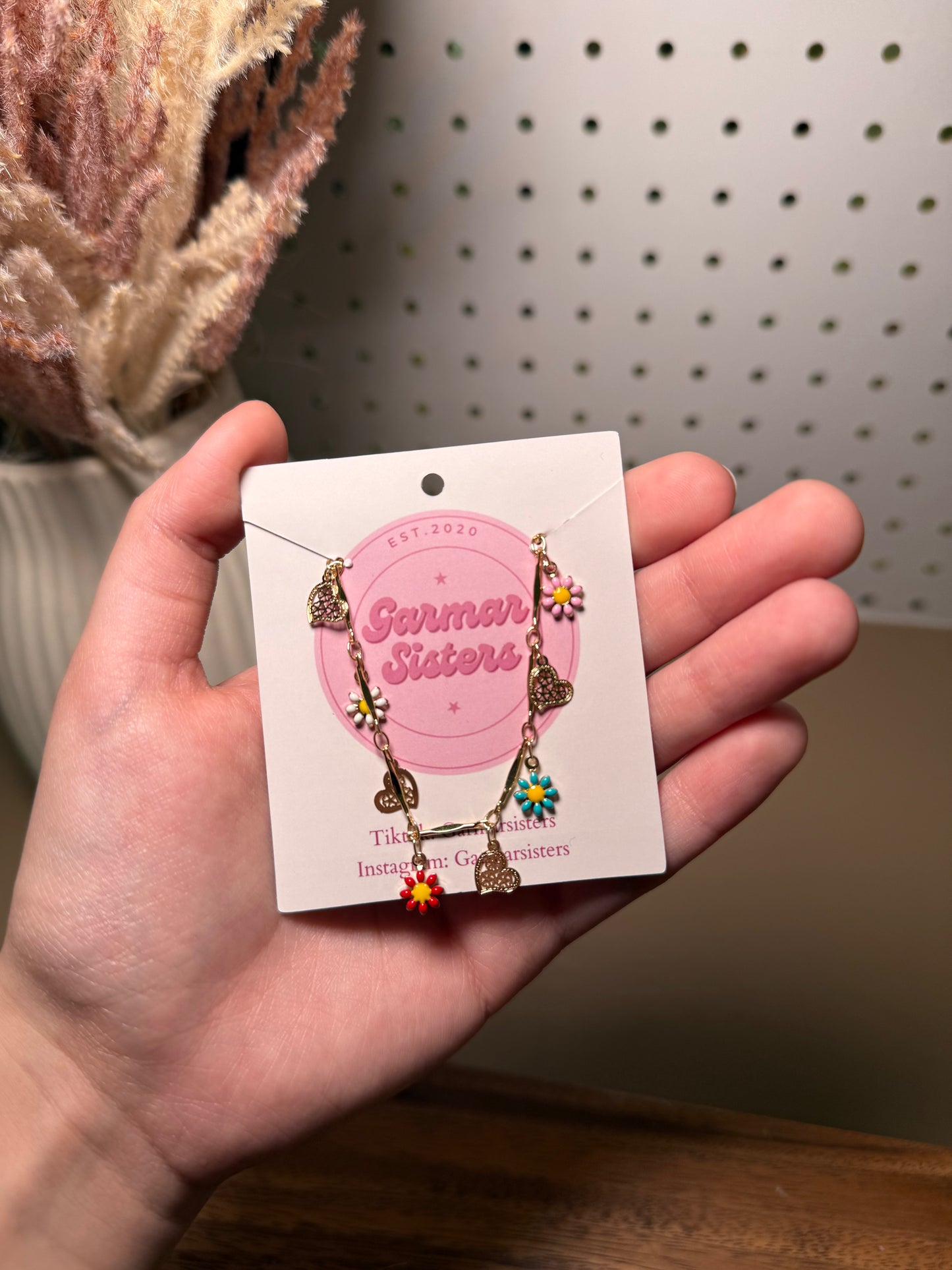 Flower & Heart Charm Bracelet