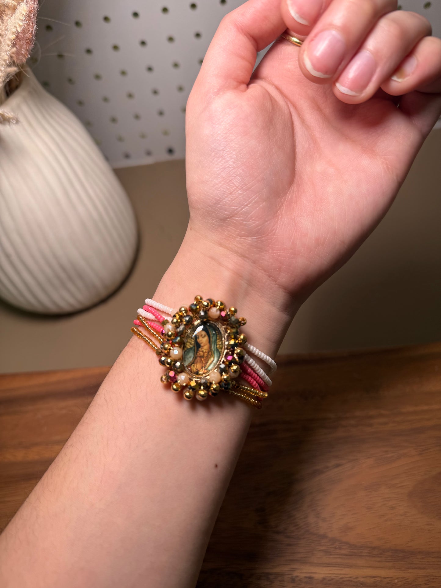 Beaded Virgencita Adjustable Bracelet